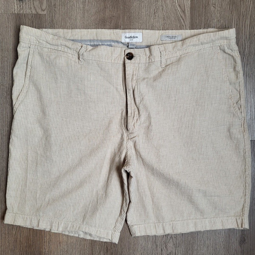 Goodfellow‎ & Co Men's Light Cream Plaided Linden Shorts Size 42 Waist 9" Inseam